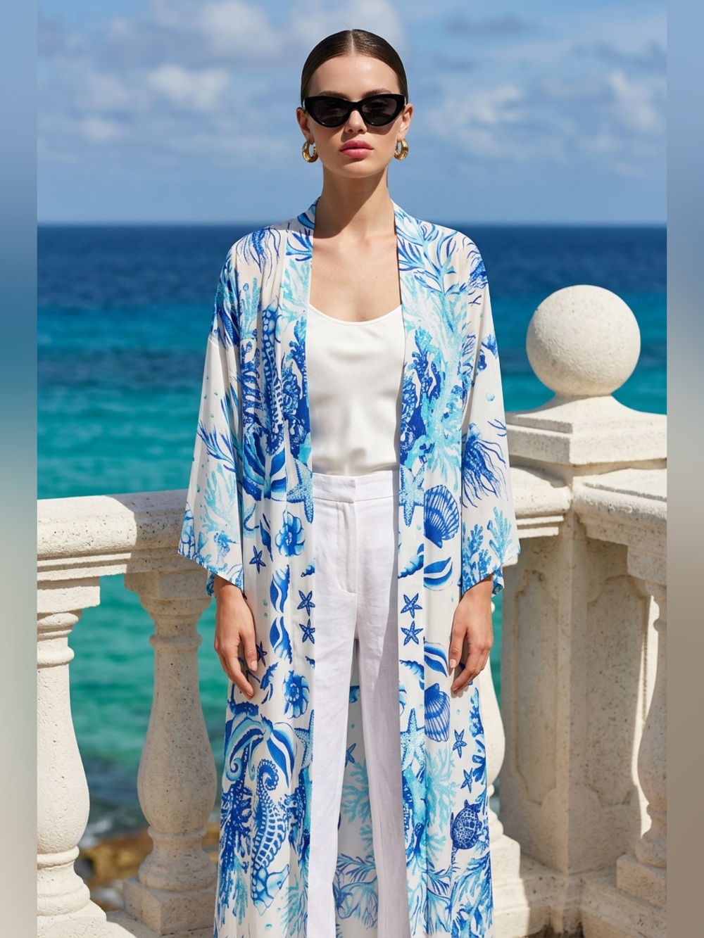 Lulla Collection kimono-style beach duster or cover-up. One Size - Picture 5 of 7